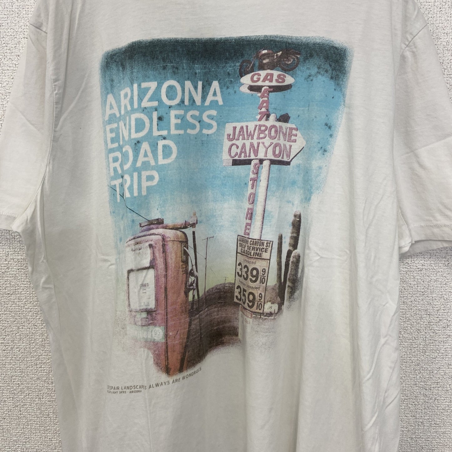 古着 used　celio　半袖プリントTシャツ　シングルステッチ　アリゾナ　カジュアル　クルーネック　レトロ　白　XXLサイズ