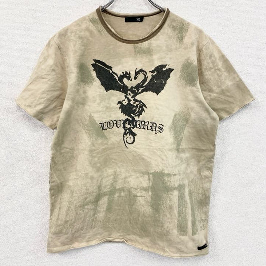 yd.　半袖プリントTシャツ　ブラックレター　ドラゴン　両面プリント　タイダイ柄　茶色　ブラウン　XLサイズ