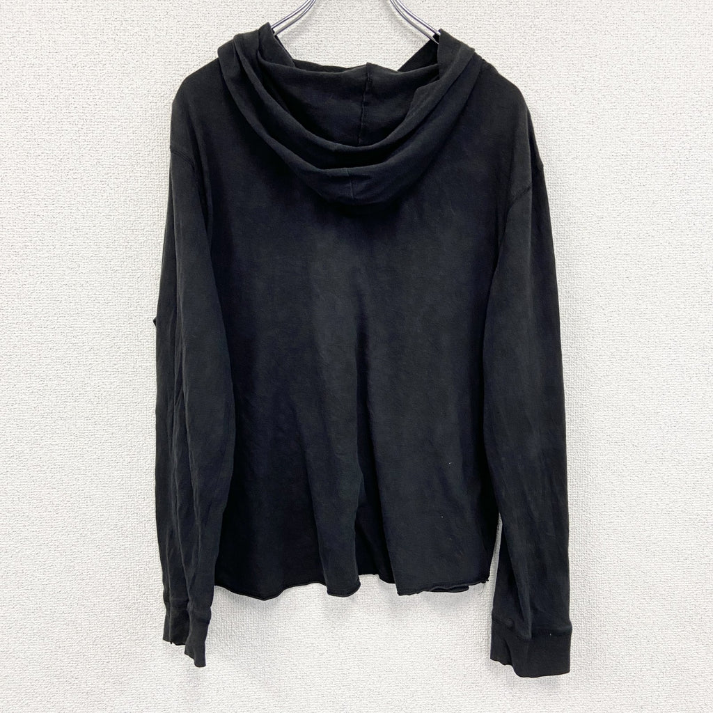 no broundaries　フード付き長袖Tシャツ/ロンT　ロザリオ　黒　ブラック　Lサイズ
