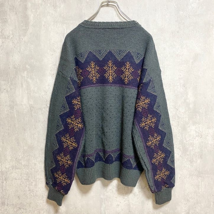 古着 used　70s　PENDLETON ペンドルトン　長袖ノルディック柄ニット　セーター　雪刺繍　ヴィンテージ　Lサイズ