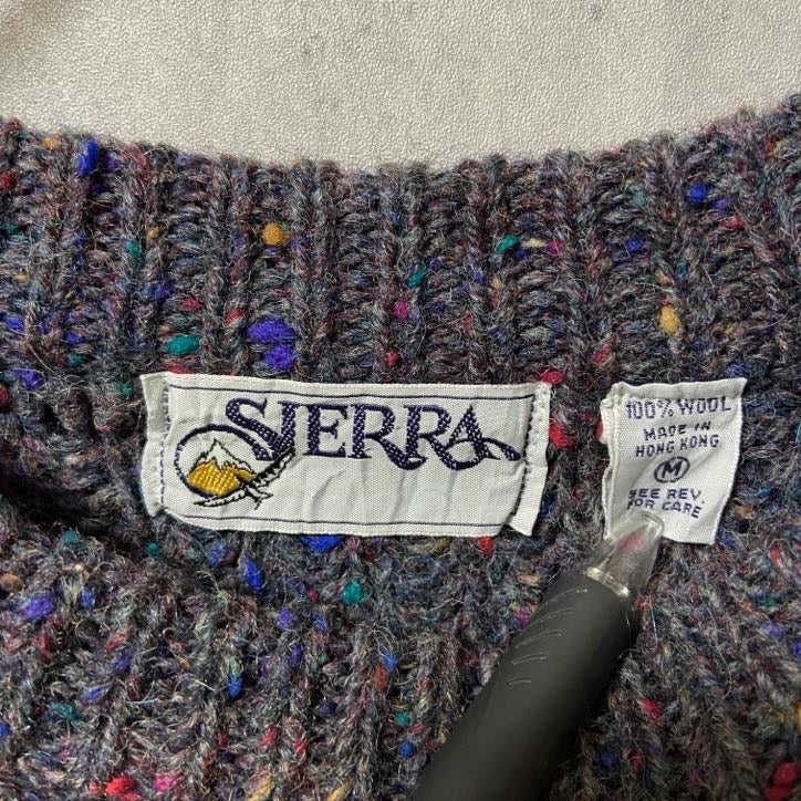 ～90s　SIERRA　シエラ　ウールニットセーター　マーブルネップ　ヴィンテージ　Mサイズ