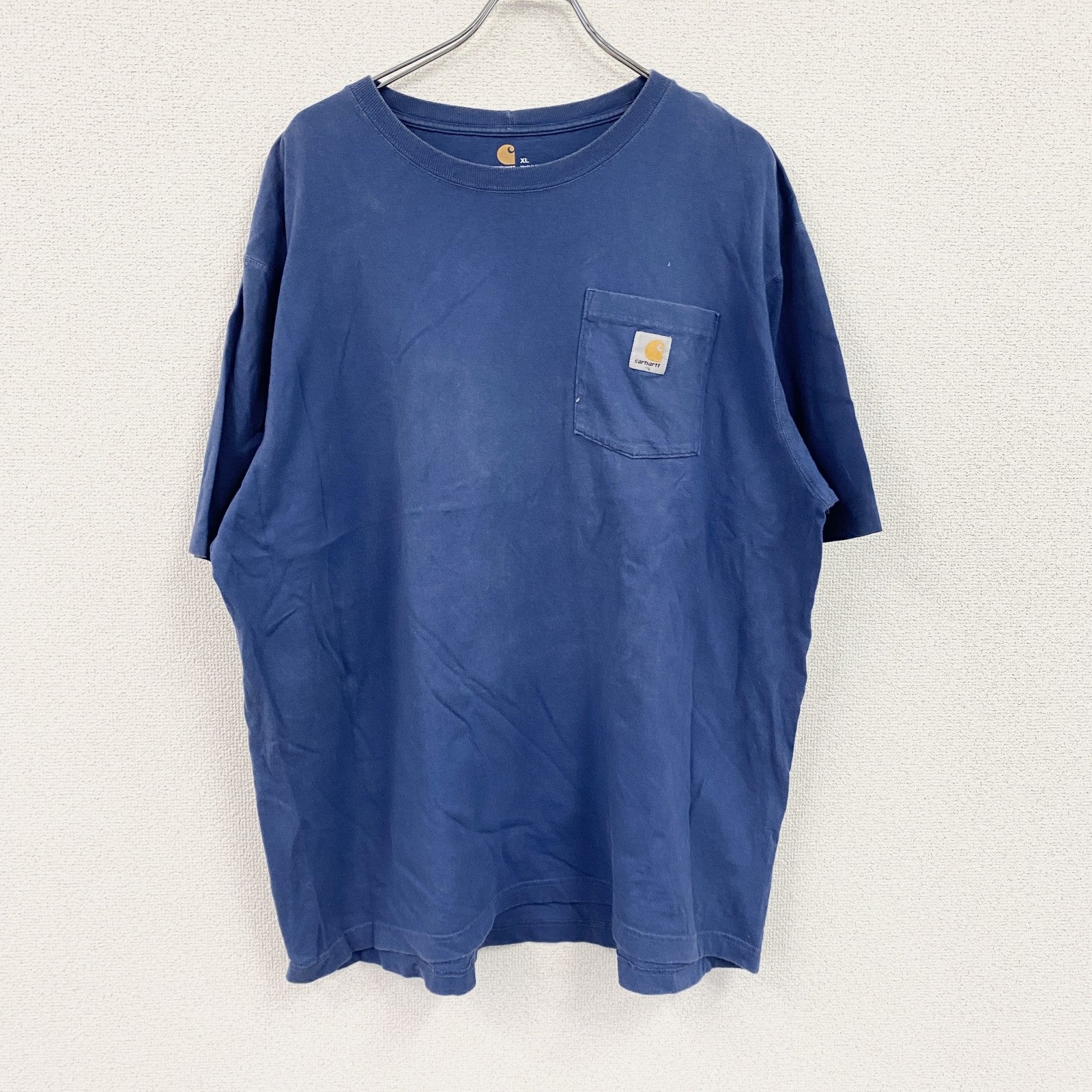 Carhartt　カーハート　半袖Tシャツ　胸ポケット　ワンポイント　青　ブルー　XLサイズ