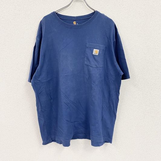 Carhartt　カーハート　半袖Tシャツ　胸ポケット　ワンポイント　青　ブルー　XLサイズ