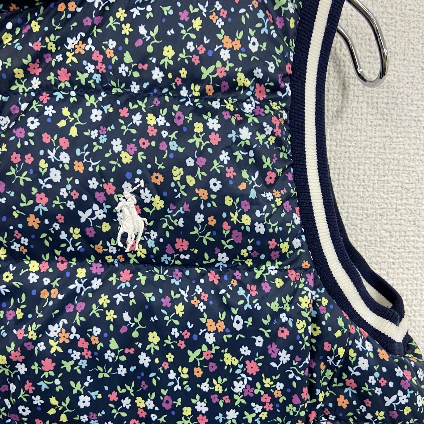 Ralph Lauren　ラルフローレン　ダウンベスト　リバーシブル　花柄　紺　ネイビー