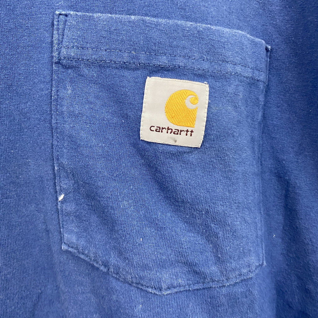 Carhartt　カーハート　半袖Tシャツ　胸ポケット　ワンポイント　青　ブルー　XLサイズ