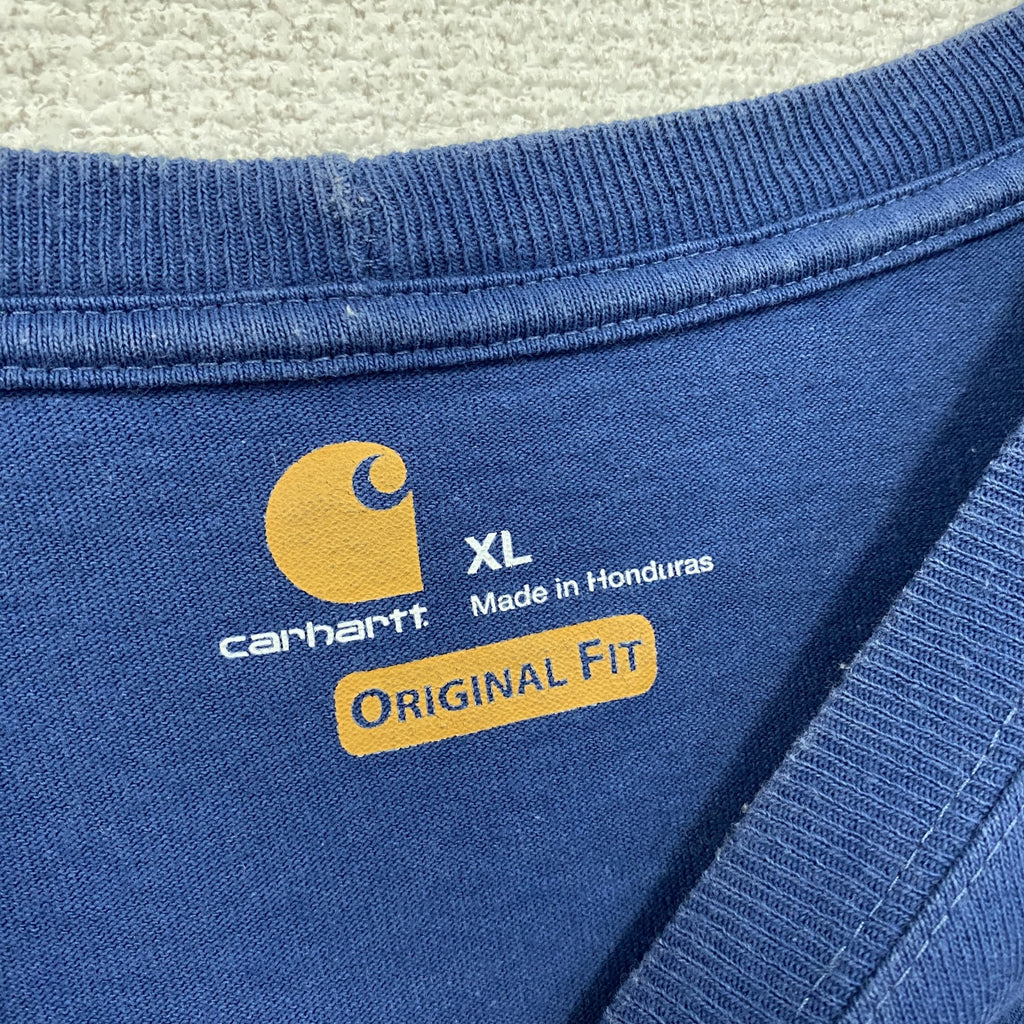 Carhartt　カーハート　半袖Tシャツ　胸ポケット　ワンポイント　青　ブルー　XLサイズ