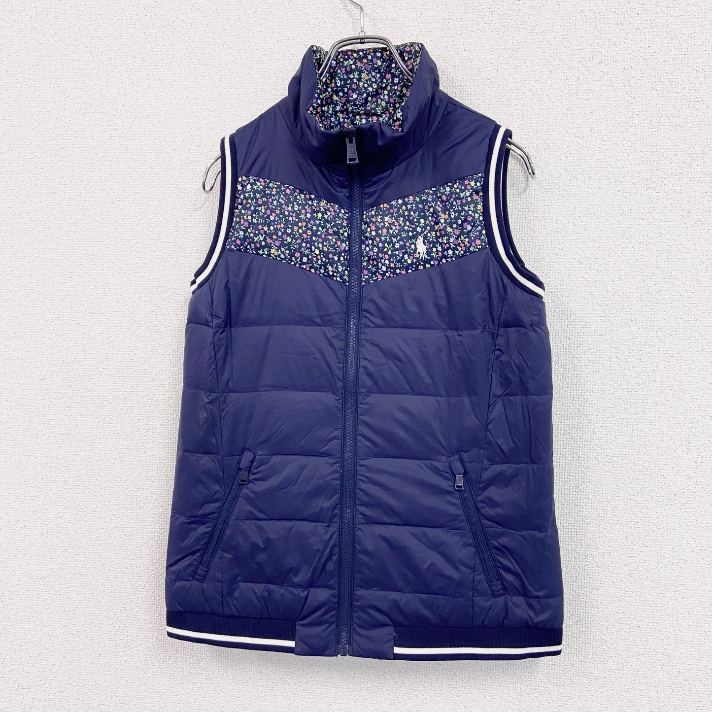 Ralph Lauren　ラルフローレン　ダウンベスト　リバーシブル　花柄　紺　ネイビー