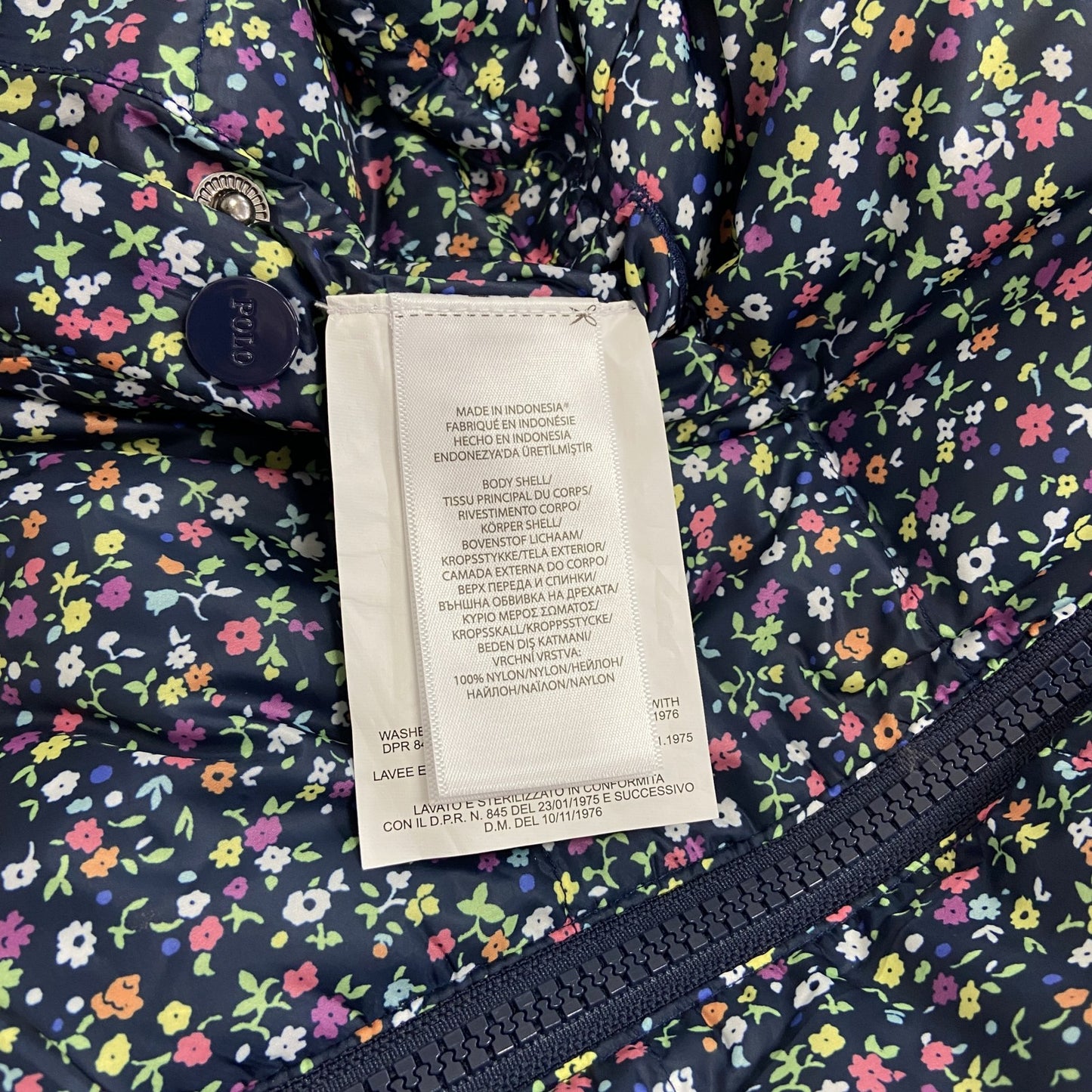 Ralph Lauren　ラルフローレン　ダウンベスト　リバーシブル　花柄　紺　ネイビー