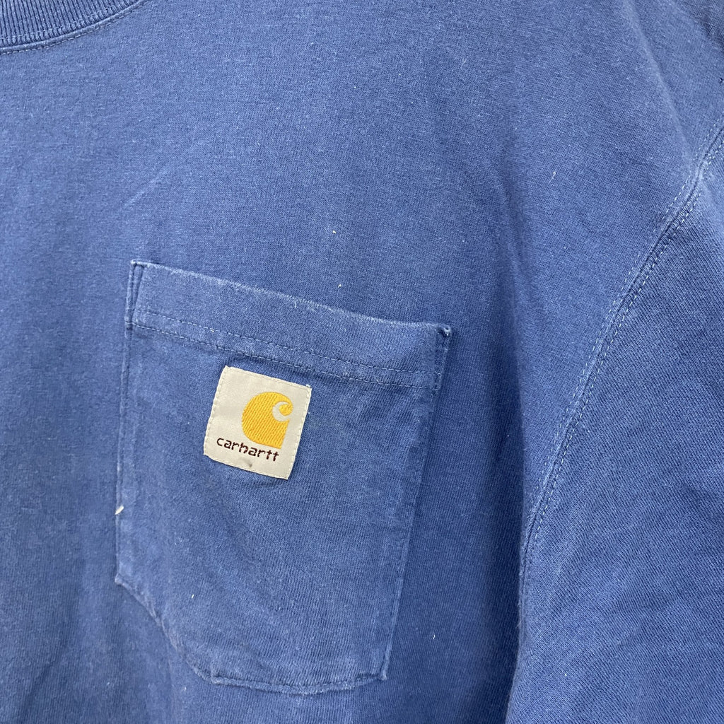 Carhartt　カーハート　半袖Tシャツ　胸ポケット　ワンポイント　青　ブルー　XLサイズ