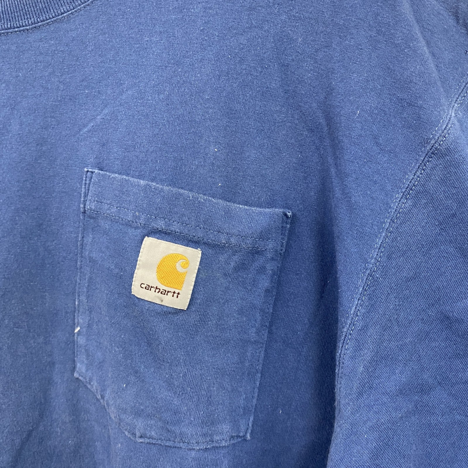 Carhartt　カーハート　半袖Tシャツ　胸ポケット　ワンポイント　青　ブルー　XLサイズ