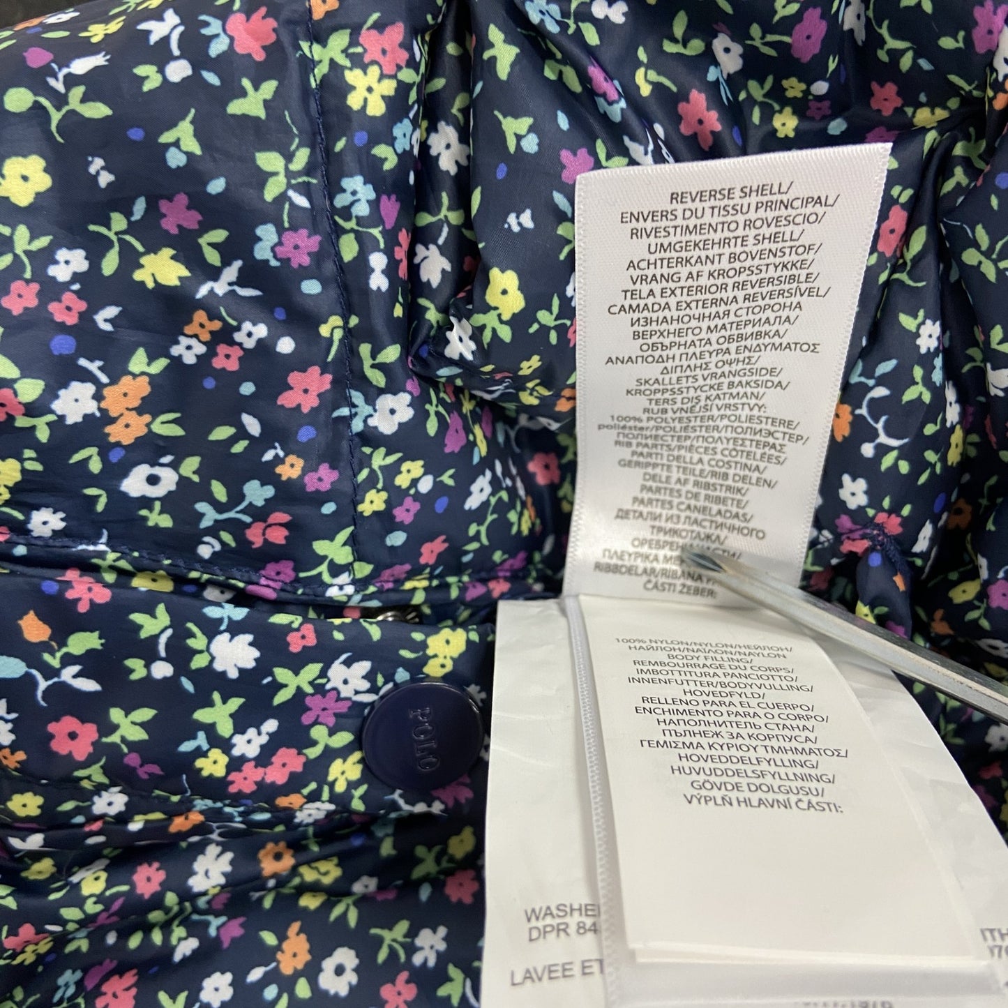 Ralph Lauren　ラルフローレン　ダウンベスト　リバーシブル　花柄　紺　ネイビー