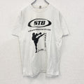古着 used　SOL‘S　半袖プリントTシャツ　格闘技　キックボクシング　カジュアルデザイン　クルーネック　レトロ　白　Lサイズ