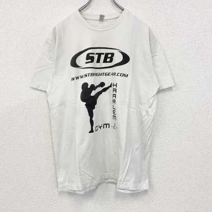 古着 used　SOL‘S　半袖プリントTシャツ　格闘技　キックボクシング　カジュアルデザイン　クルーネック　レトロ　白　Lサイズ