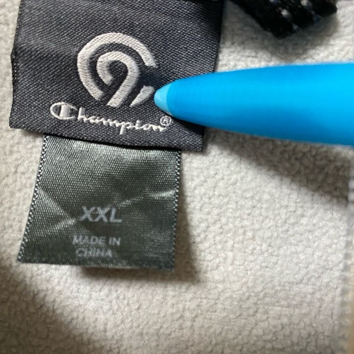 古着 used　Champion チャンピオン　長袖ハーフジップフリースジャケット　ハイネック　グレー　XXLサイズ