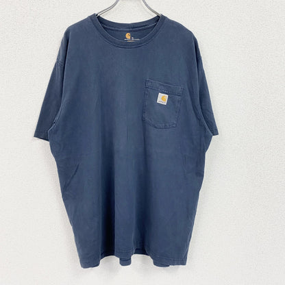 Carhartt　カーハート　半袖Tシャツ　胸ポケット　ワンポイント　紺　ネイビー　XLサイズ
