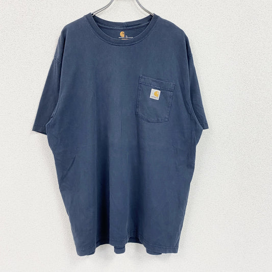 Carhartt　カーハート　半袖Tシャツ　胸ポケット　ワンポイント　紺　ネイビー　XLサイズ