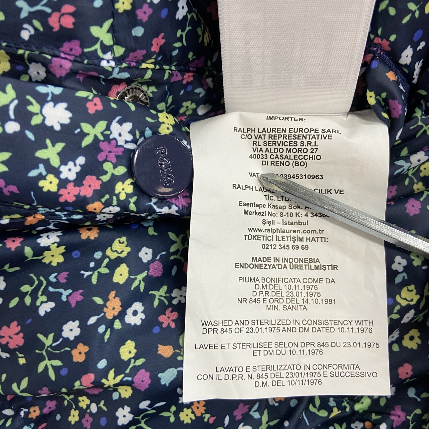 Ralph Lauren　ラルフローレン　ダウンベスト　リバーシブル　花柄　紺　ネイビー