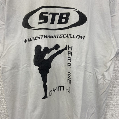古着 used　SOL‘S　半袖プリントTシャツ　格闘技　キックボクシング　カジュアルデザイン　クルーネック　レトロ　白　Lサイズ
