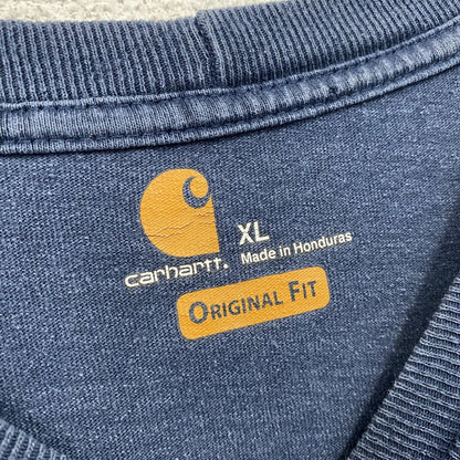 Carhartt　カーハート　半袖Tシャツ　胸ポケット　ワンポイント　紺　ネイビー　XLサイズ