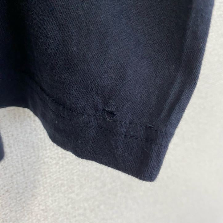 古着 used　半袖刺Tシャツ　ITALIA　イタリア　国旗　クルーネック　レトロデザイン　紺　ネイビー　Lサイズ