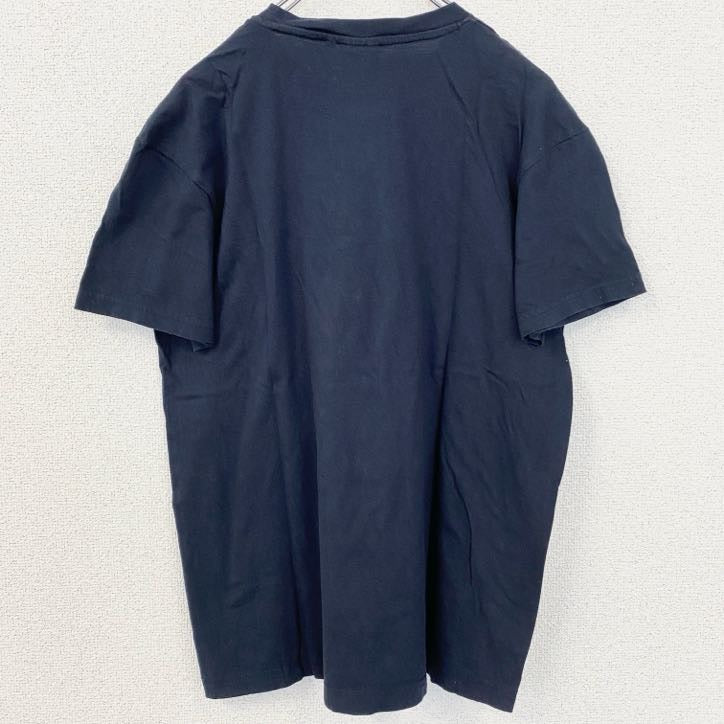 古着 used　半袖刺Tシャツ　ITALIA　イタリア　国旗　クルーネック　レトロデザイン　紺　ネイビー　Lサイズ