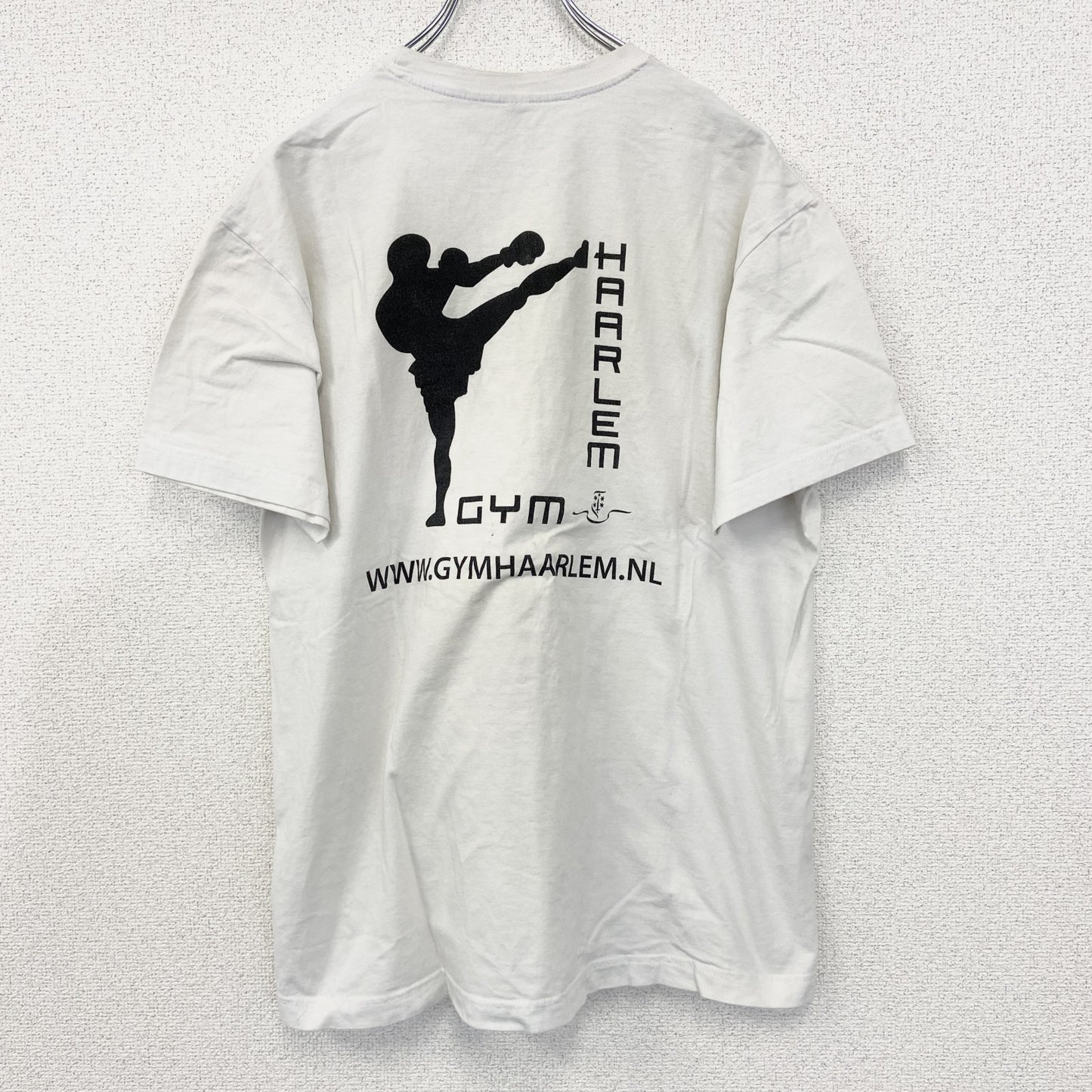 古着 used　SOL‘S　半袖プリントTシャツ　格闘技　キックボクシング　カジュアルデザイン　クルーネック　レトロ　白　Lサイズ