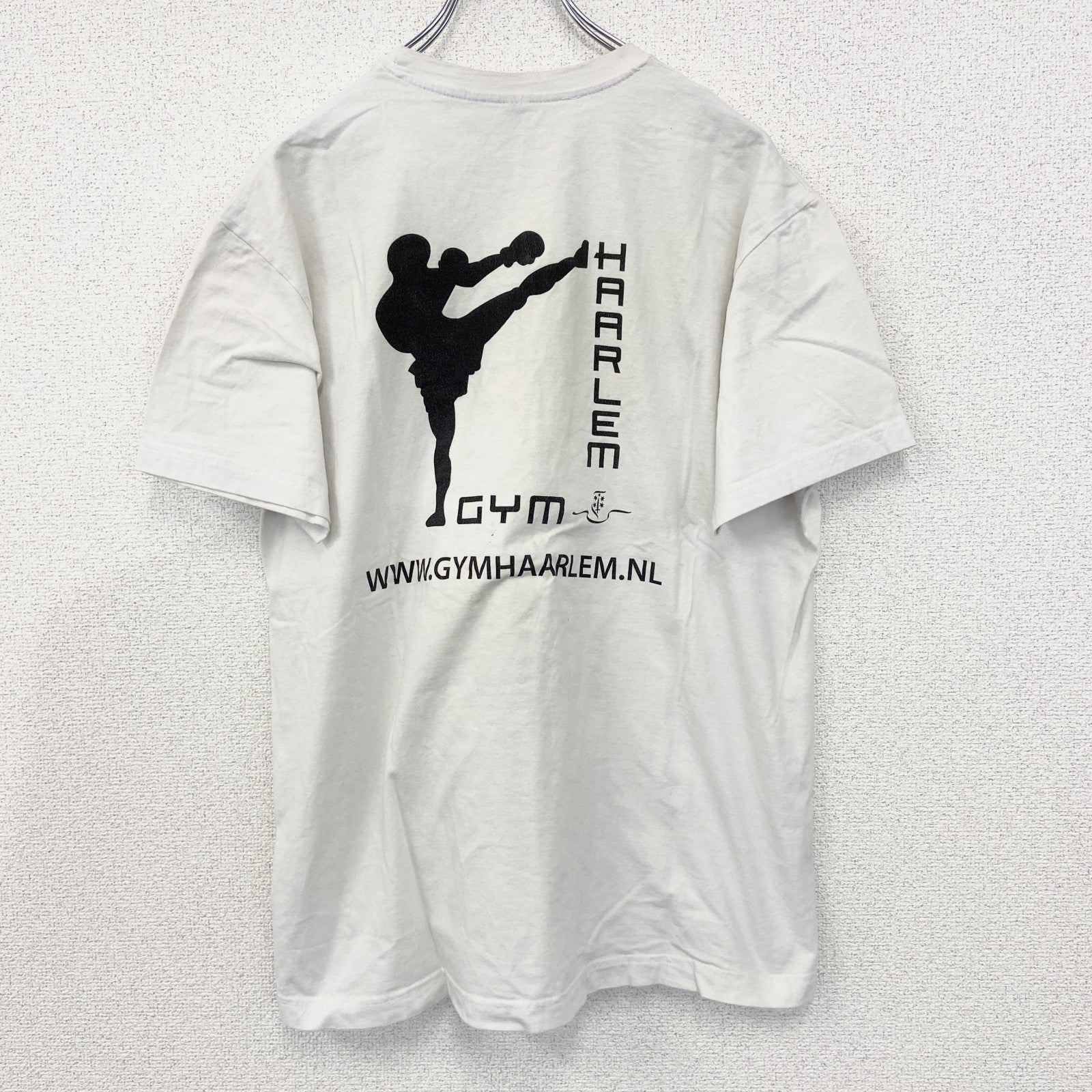 古着 used　SOL‘S　半袖プリントTシャツ　格闘技　キックボクシング　カジュアルデザイン　クルーネック　レトロ　白　Lサイズ