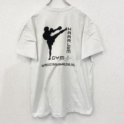 古着 used　SOL‘S　半袖プリントTシャツ　格闘技　キックボクシング　カジュアルデザイン　クルーネック　レトロ　白　Lサイズ