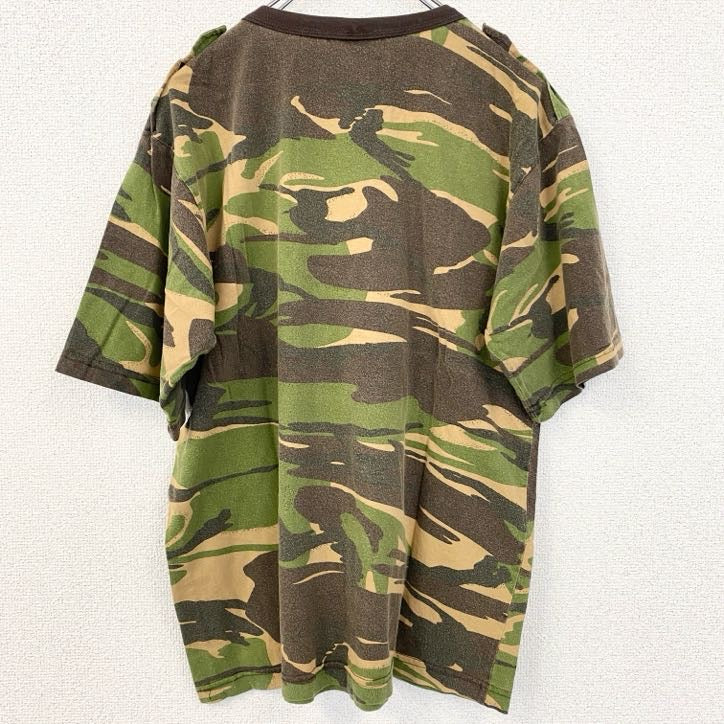 古着 used　半袖プリントTシャツ　迷彩柄　レトロデザイン　クルーネック　ミリタリー　カモフラージュ　Lサイズ
