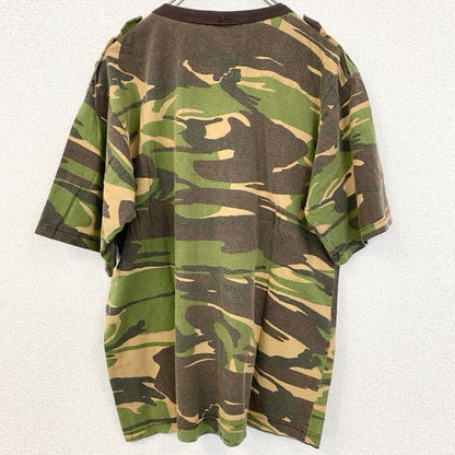 古着 used　半袖プリントTシャツ　迷彩柄　レトロデザイン　クルーネック　ミリタリー　カモフラージュ　Lサイズ