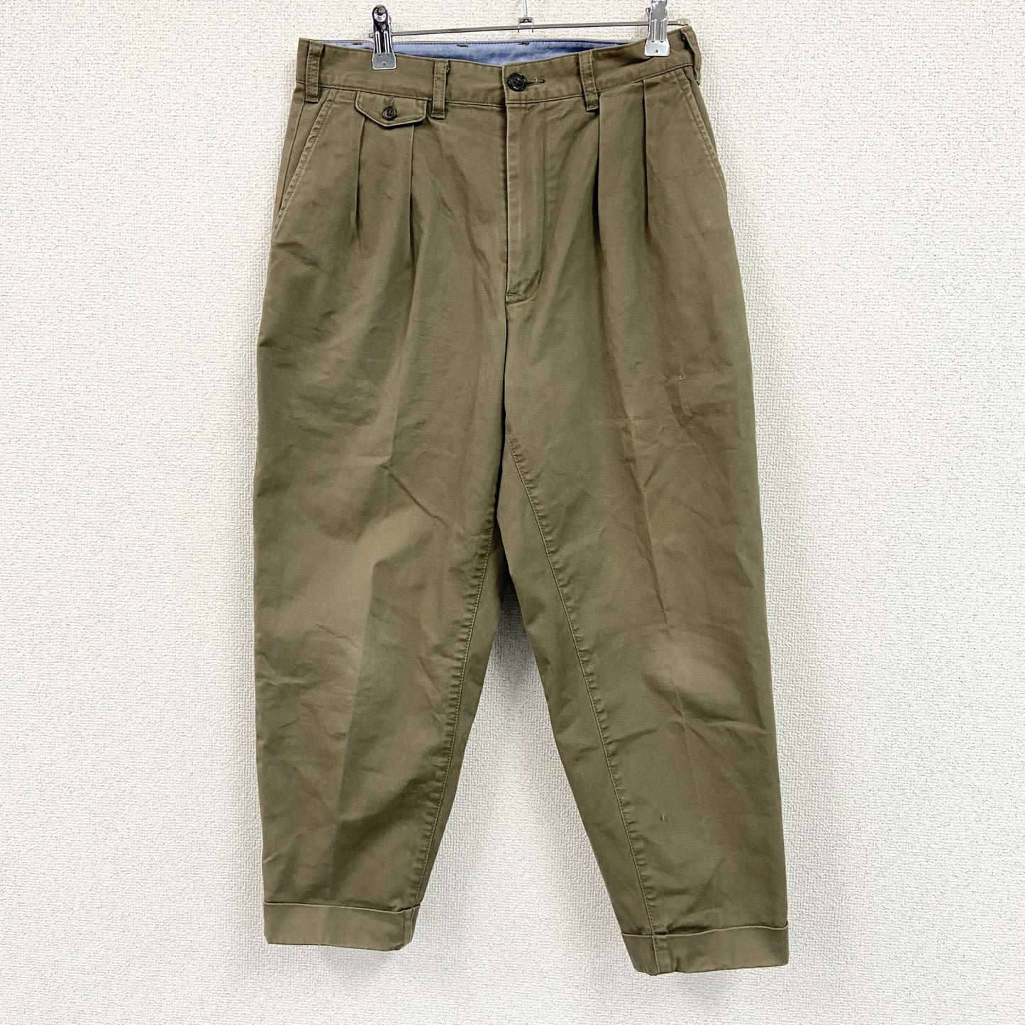 BEAMS　ビームス　ワイドパンツ　ジップフライ　カーキ　Sサイズ