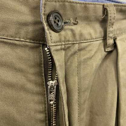 BEAMS　ビームス　ワイドパンツ　ジップフライ　カーキ　Sサイズ