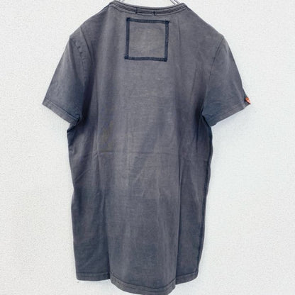 古着 used　SuperDry　極度乾燥　半袖プリントTシャツ　レトロデザイン　クルーネック　灰　グレー　Sサイズ
