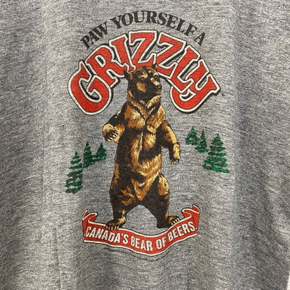 古着 used　ヴィンテージ　半袖プリントTシャツ　クルーネック　レトロ　1990s　シングルステッチ　熊　GRIZZLY　グレー