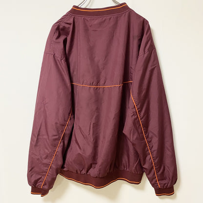 古着 used RED OAK　長袖刺繍ナイロンプルオーバー　ウインドブレーカー　VIRGINIA TECH　ボルドー　Mサイズ