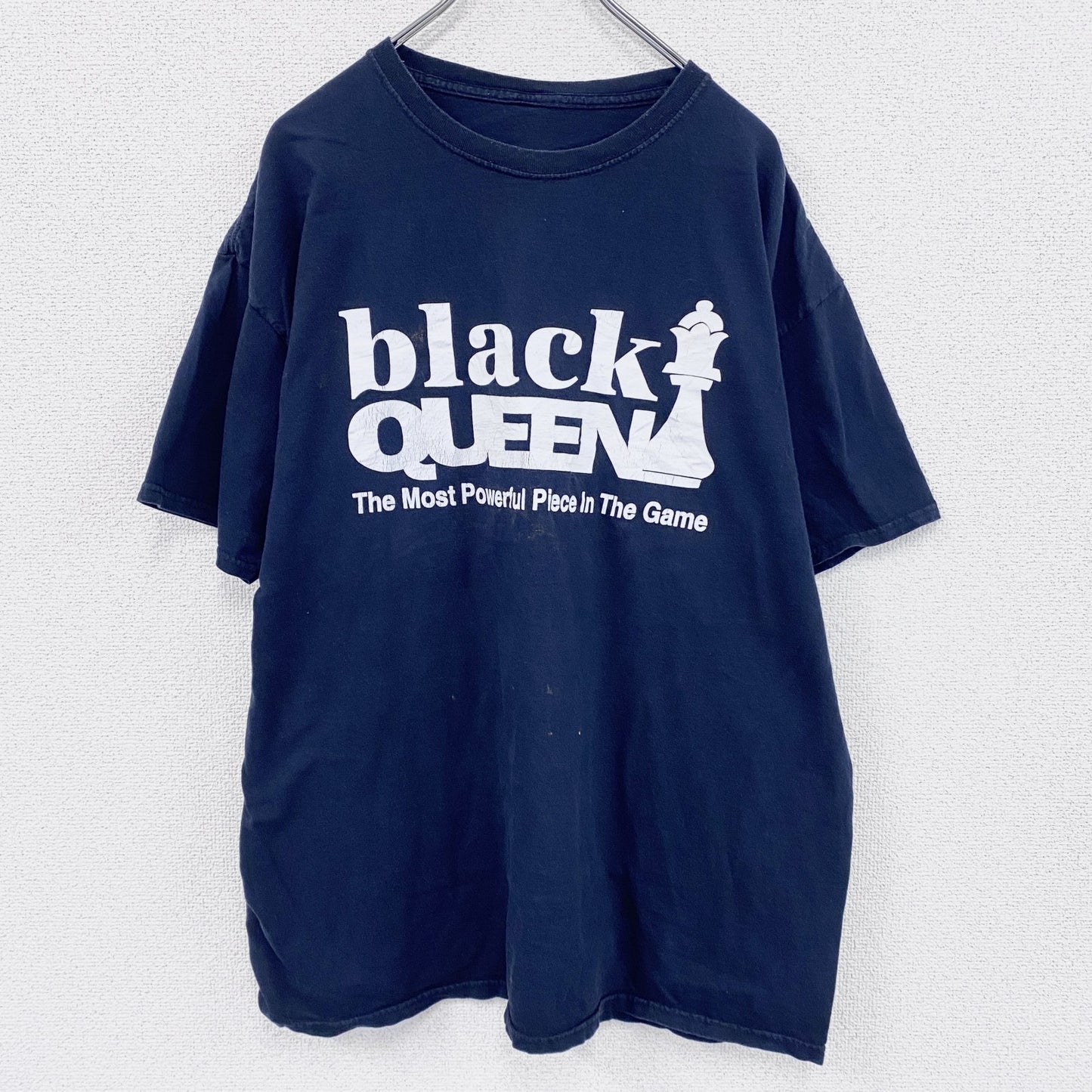半袖プリントTシャツ　メッセージT　Black Queen　黑　ブラック