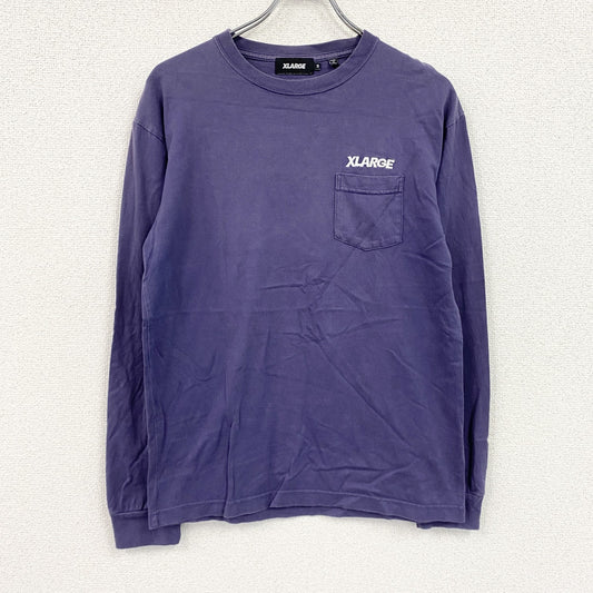 XLARGE　エクストララージ　長袖Tシャツ/ロンT　刺繍ロゴ　デカロゴ　両面プリント　紫　パープル　Mサイズ