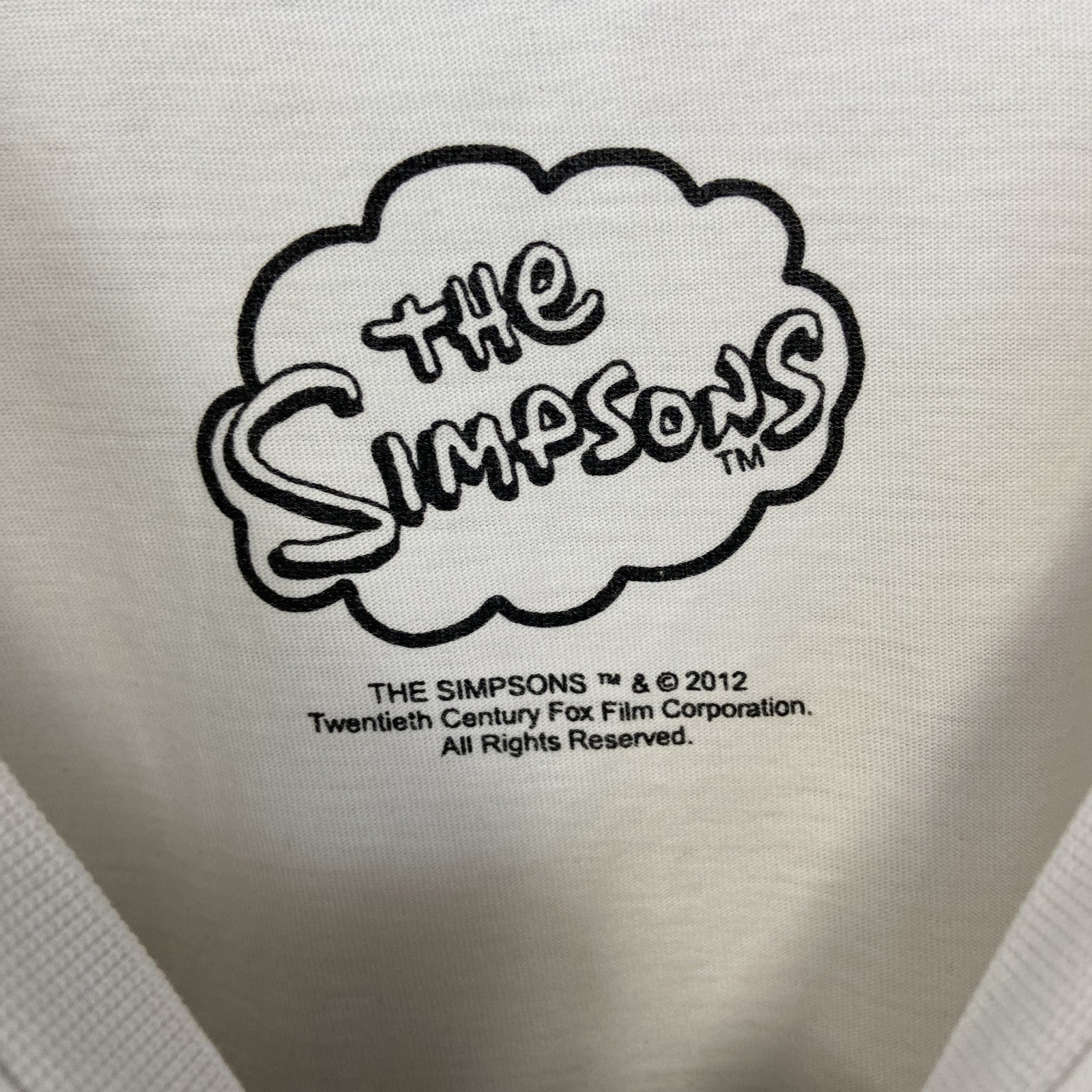 古着 used　THE SIMPSONS　半袖オリジナルプリントTシャツ　ホーマー ジェイ シンプソン　クルーネック　白　Mサイズ