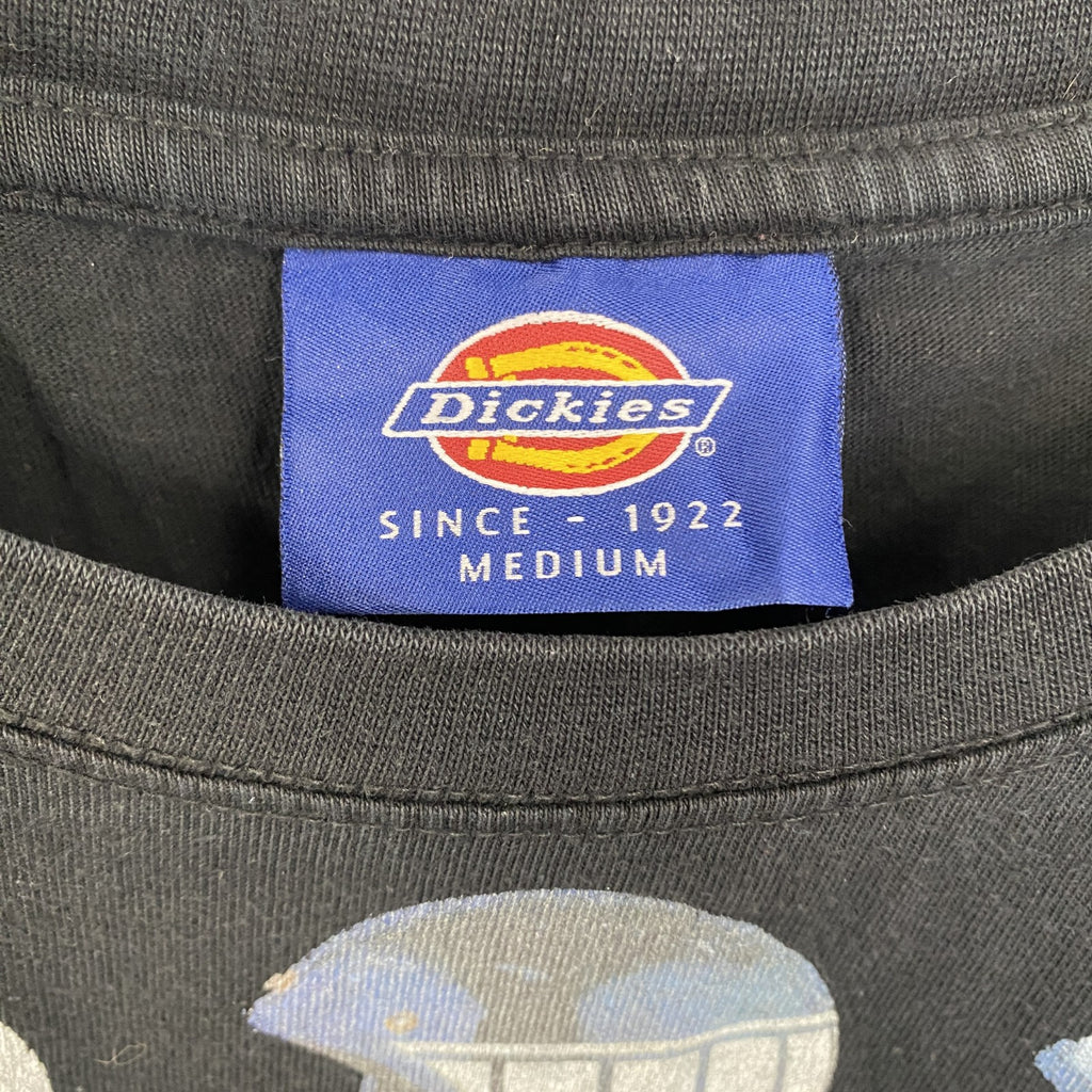 古着 used　Dickies　ディッキーズ　半袖プリントTシャツ　レトロ　クルーネック　ヘルメット　黒　ブラック　Mサイズ