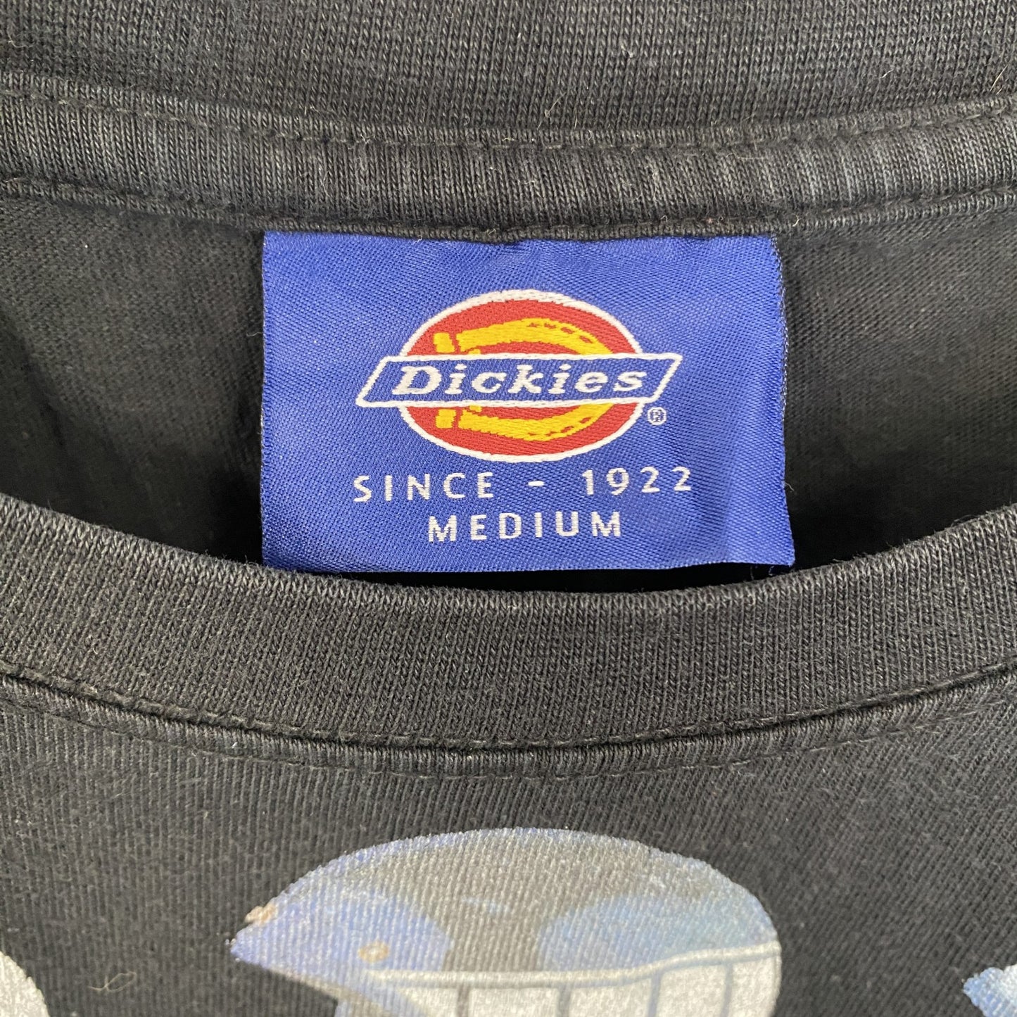 古着 used　Dickies　ディッキーズ　半袖プリントTシャツ　レトロ　クルーネック　ヘルメット　黒　ブラック　Mサイズ