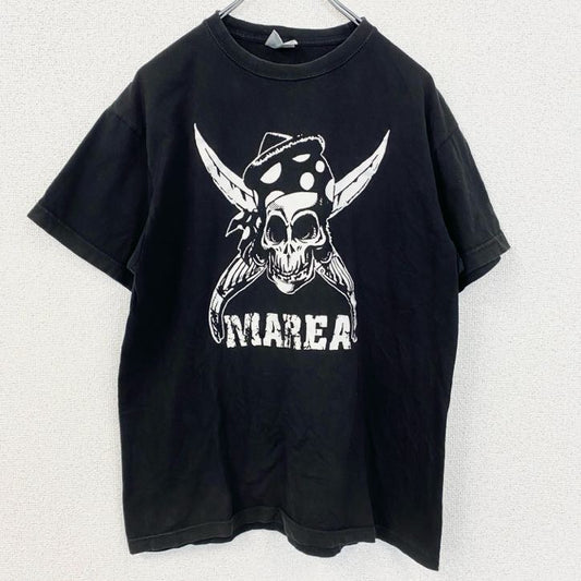 古着 used　JHK　半袖プリントTシャツ　Marea　クルーネック　レトロデザイン　骸骨　スカル　黒　ブラック　Mサイズ