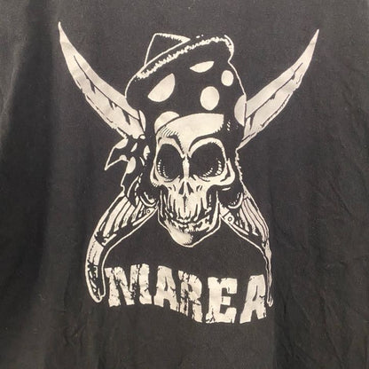 古着 used　JHK　半袖プリントTシャツ　Marea　クルーネック　レトロデザイン　骸骨　スカル　黒　ブラック　Mサイズ