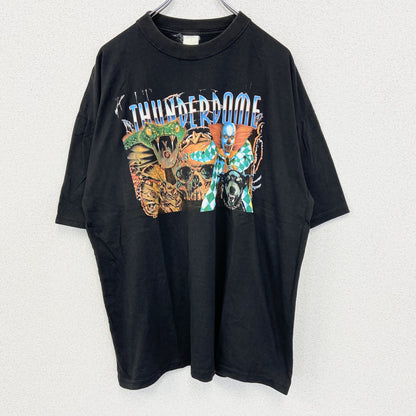 古着 used　ノーブランド　半袖プリントTシャツ　IT　ペニー ワイズ　個性的デザイン　クルーネック　黒　ブラック　Lサイズ