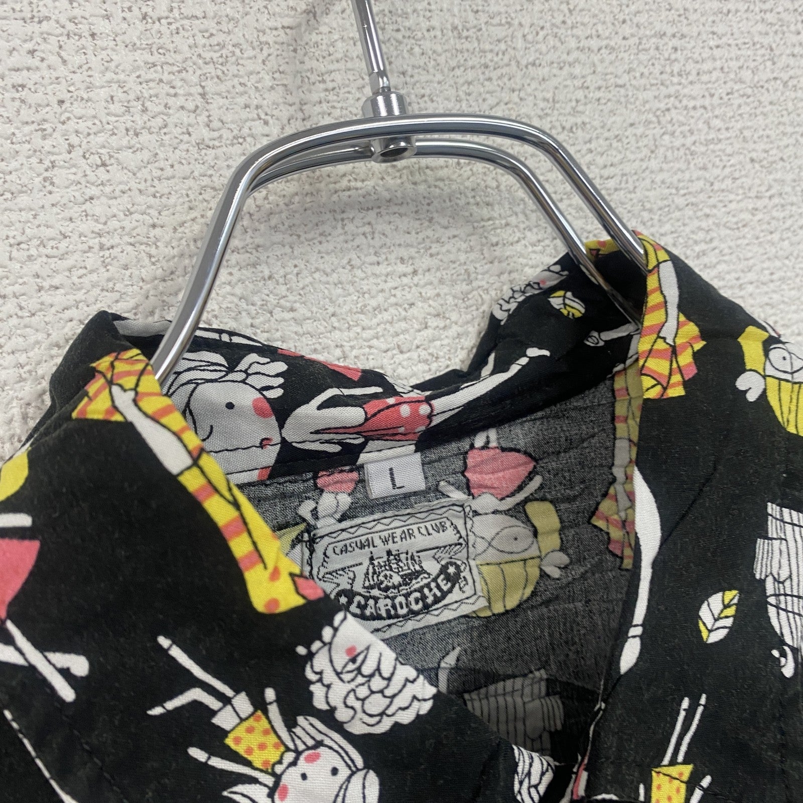 CARDCHE　長袖シャツ　総柄　黒　ブラック　Lサイズ