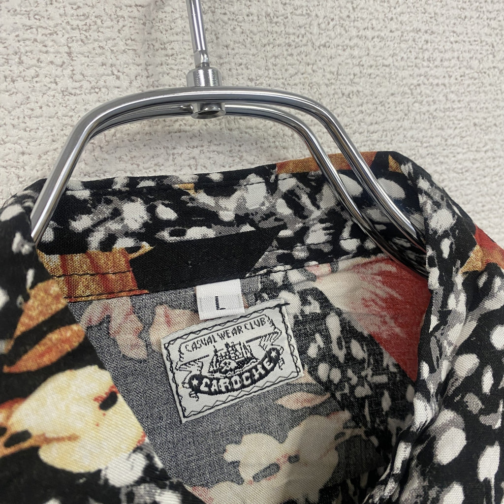 CARDCHE　長袖シャツ　総柄　黒　ブラック　Lサイズ