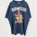 古着 used　BUDWEISER　半袖プリントTシャツ　イーグル　クルーネック　レトロデザイン　紺　ネイビー　XLサイズ