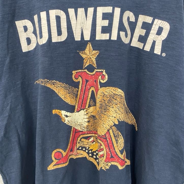 古着 used　BUDWEISER　半袖プリントTシャツ　イーグル　クルーネック　レトロデザイン　紺　ネイビー　XLサイズ