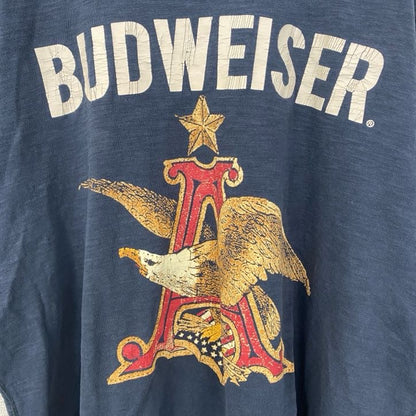 古着 used　BUDWEISER　半袖プリントTシャツ　イーグル　クルーネック　レトロデザイン　紺　ネイビー　XLサイズ
