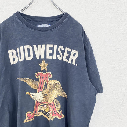 古着 used　BUDWEISER　半袖プリントTシャツ　イーグル　クルーネック　レトロデザイン　紺　ネイビー　XLサイズ
