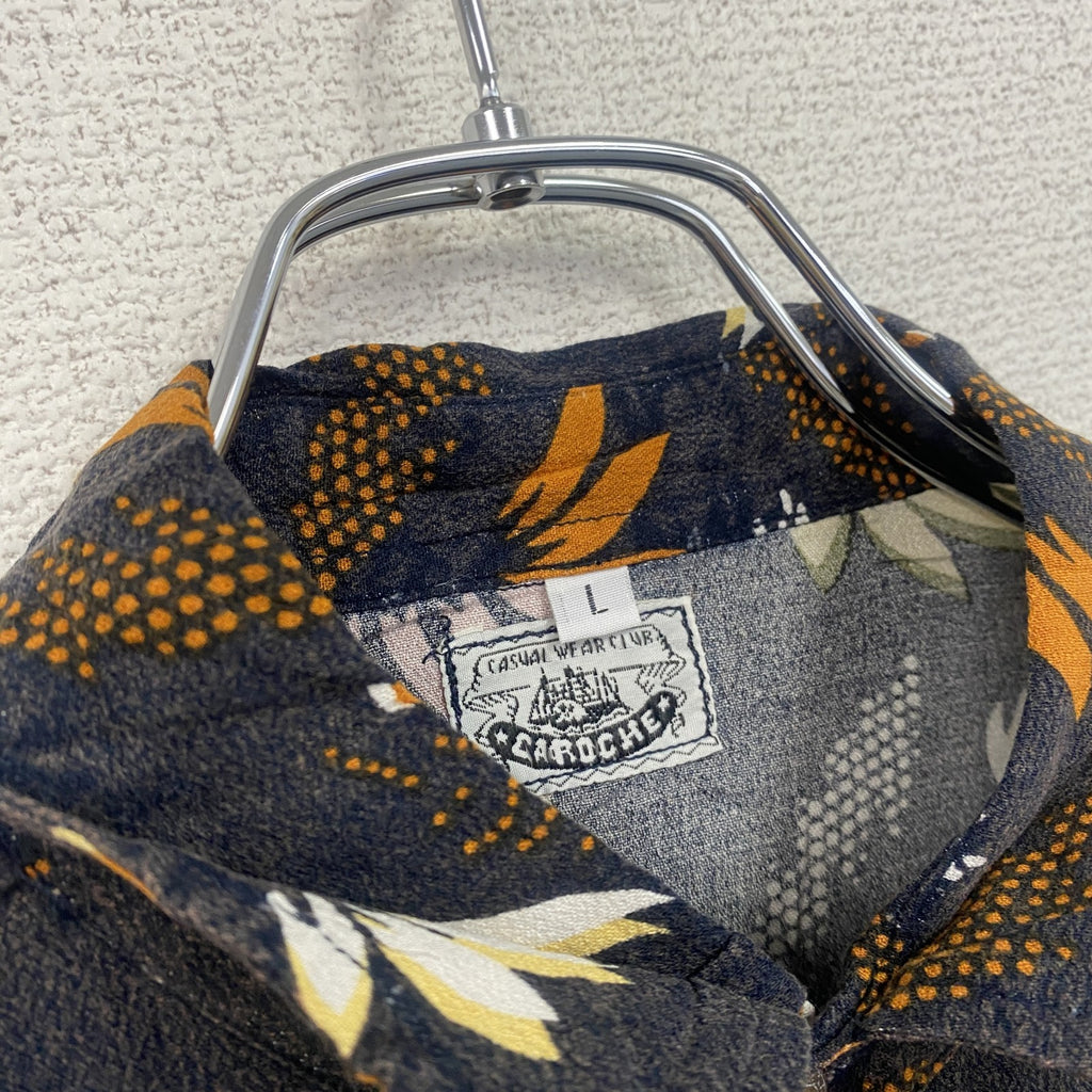 CARDCHE　長袖シャツ　総柄　黒　ブラック　Lサイズ